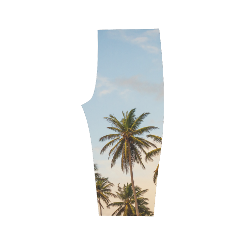 Chilling Tropical Palm Trees Blue Sky Scene Hestia Cropped Leggings (Model L03)