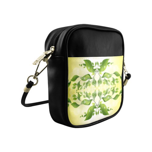 MAGIC LEAVES Kaleidoscope green yellow Sling Bag (Model 1627)