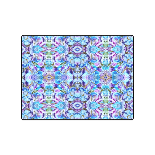 Elegant Turquoise Blue Flower Pattern Blanket 50"x60"