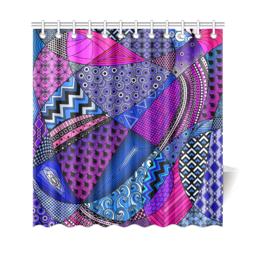 Pink Purple Blue Tangles by ArtformDesigns Shower Curtain 69"x72"