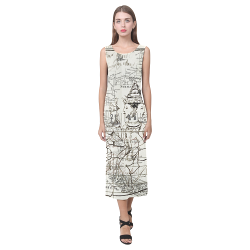 A MAP AND SOME ILLUSTRATIONS Phaedra Sleeveless Open Fork Long Dress (Model D08)
