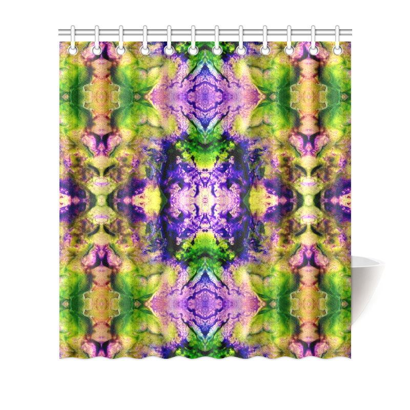 Green,Purple Yellow ,Goa Pattern Shower Curtain 66"x72"