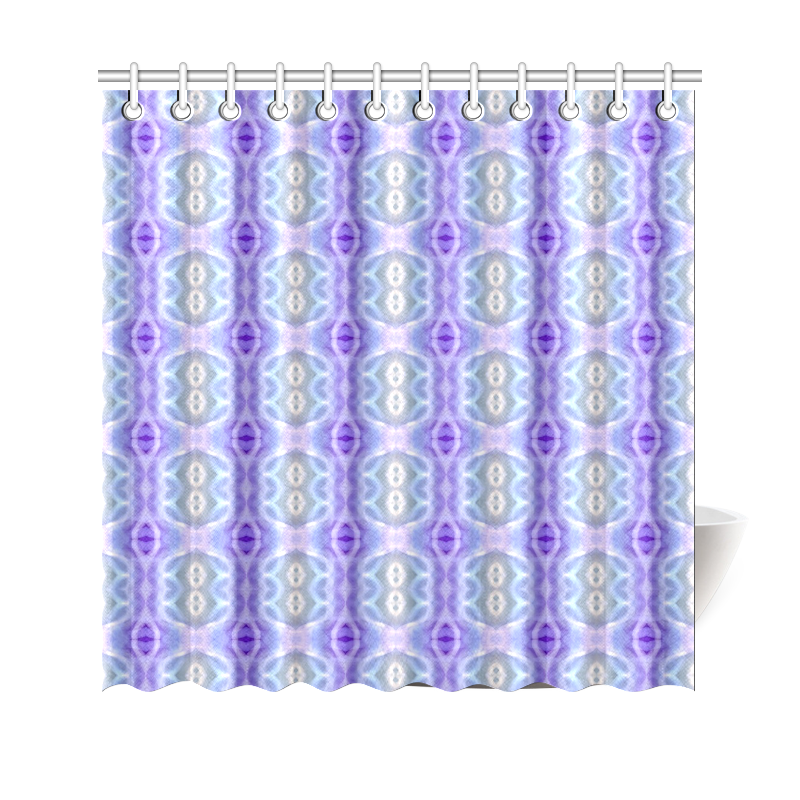 Light Blue Purple White Girly Pattern Shower Curtain 69"x70"