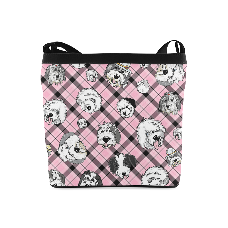 Oes Faces Pink Plaid Crossbody Bags (Model 1613)
