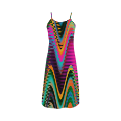 WAVES DISTORTION chevrons multicolored Alcestis Slip Dress (Model D05)
