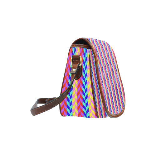 Colorful Chevron Retro Pattern Saddle Bag/Small (Model 1649) Full Customization