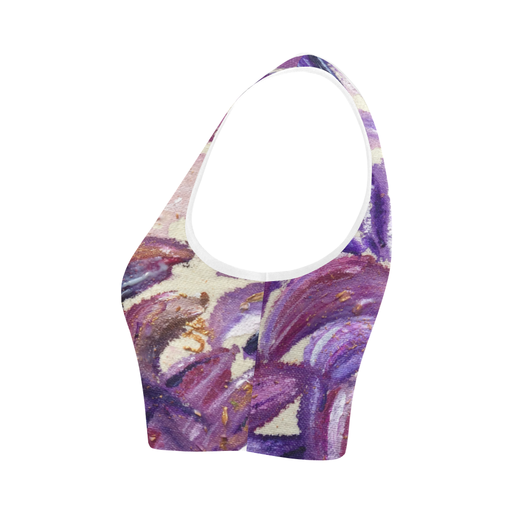 Purple Leaves with Gold Flakes Women's Crop Top (Model T42)
