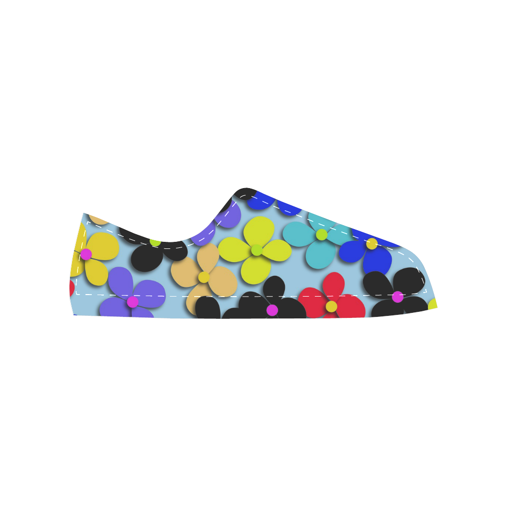 Hippie Trippy Love Peace Flowers Women's Classic Canvas Shoes (Model 018)