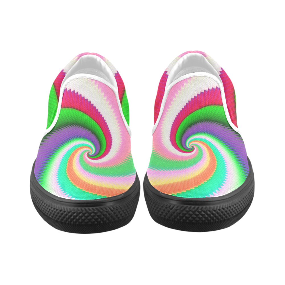 Colorful Spiral Dragon Scales Women's Unusual Slip-on Canvas Shoes (Model 019)