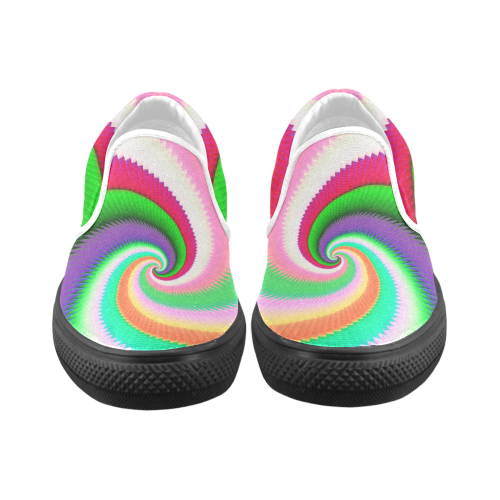 Colorful Spiral Dragon Scales Women's Unusual Slip-on Canvas Shoes (Model 019)