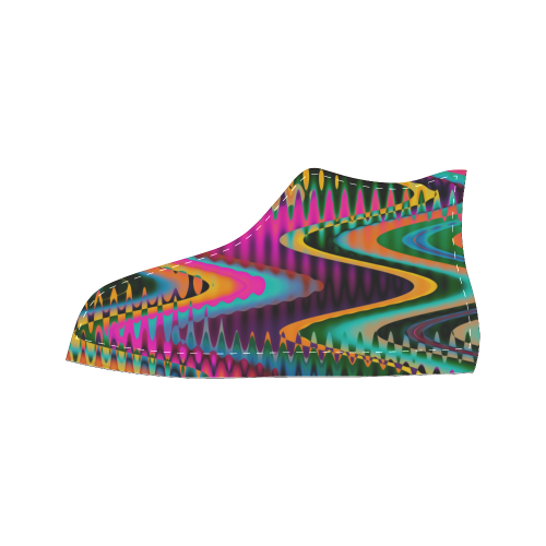 WAVES DISTORTION chevrons multicolored Women's Classic High Top Canvas Shoes (Model 017)