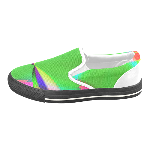 Colorful Abstract Butterfly with Flower Women's Unusual Slip-on Canvas Shoes (Model 019)