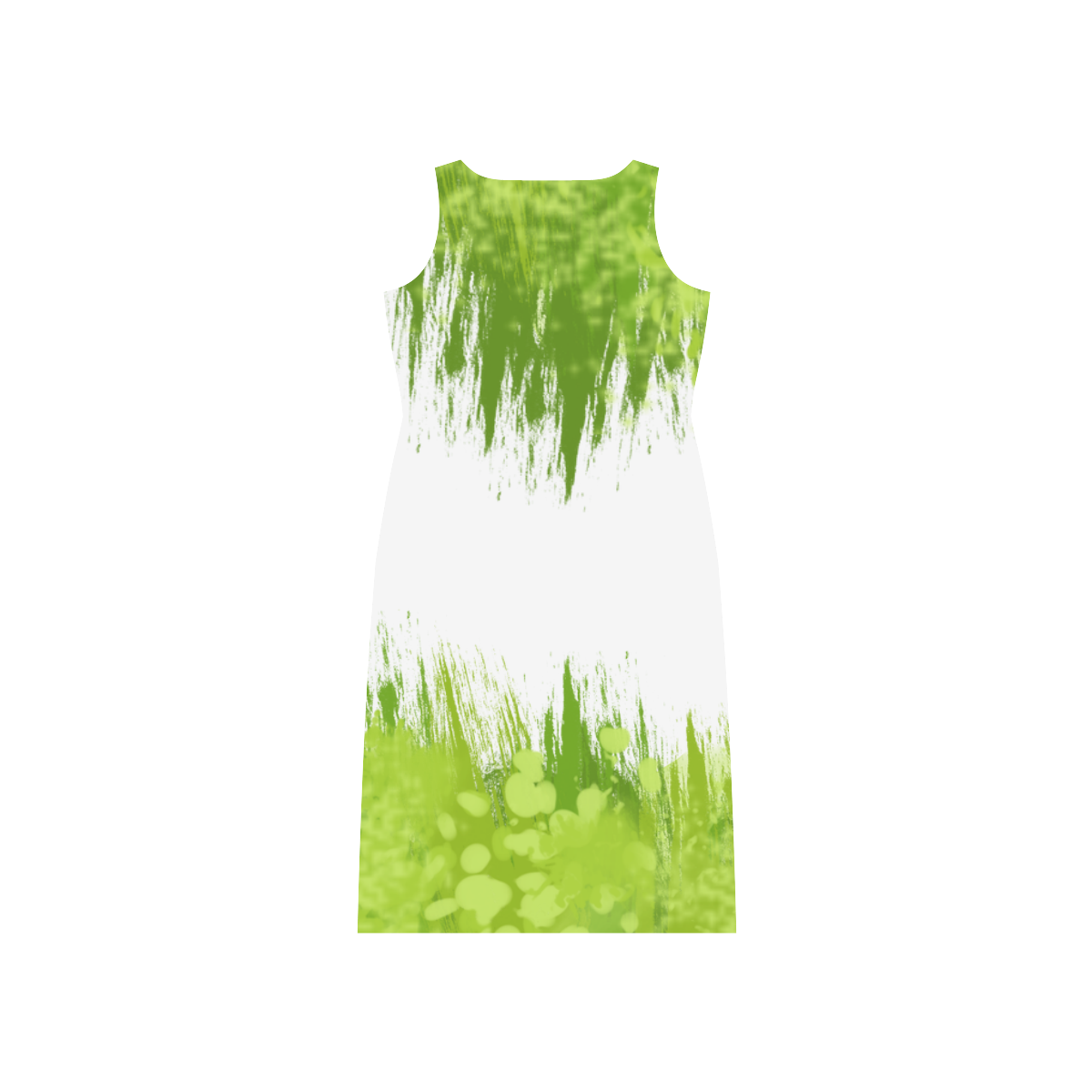 Green Splash Painting Phaedra Sleeveless Open Fork Long Dress (Model D08)