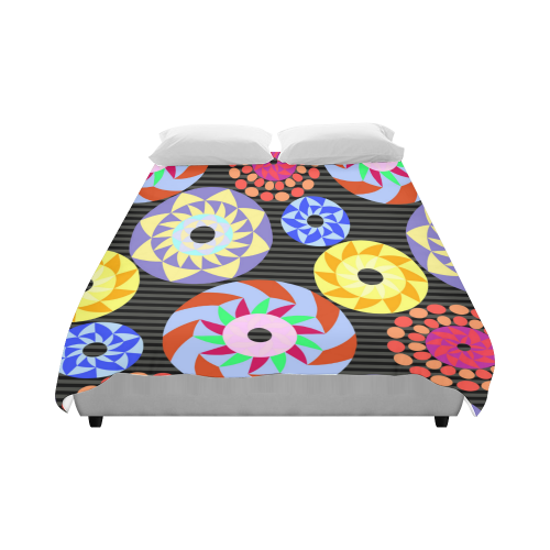 Colorful Retro Circular Pattern Duvet Cover 86"x70" ( All-over-print)