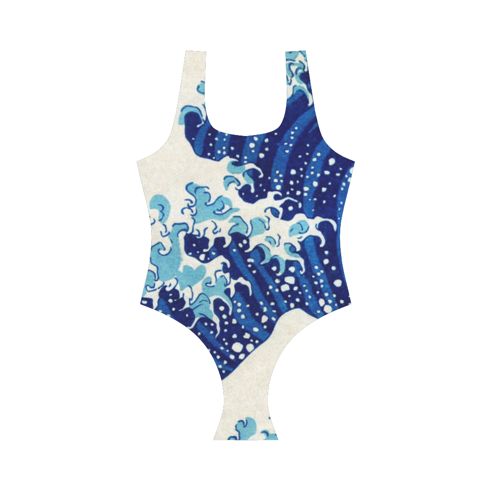 Great Wave Off Kanagawa Nature Art Vest One Piece Swimsuit (Model S04)
