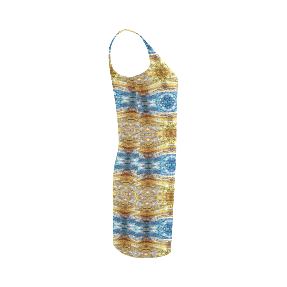 Gold and Blue Elegant Pattern Medea Vest Dress (Model D06)