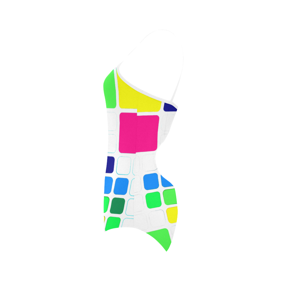 ABSTRACT FRAGMENTS-3 Strap Swimsuit ( Model S05)
