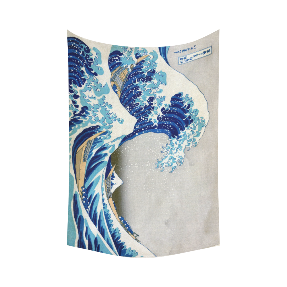 Great Wave Off Kanagawa Hokusai Cotton Linen Wall Tapestry 90"x 60"