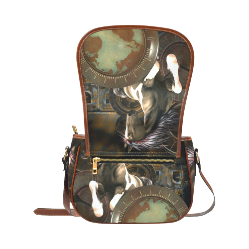Steampunk, awesome horse with clocks and gears Saddle Bag/Small (Model 1649) Full Customization