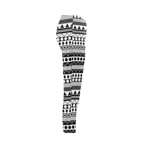 Black and White Funky Stripes by ArtformDesigns Capri Legging (Model L02)
