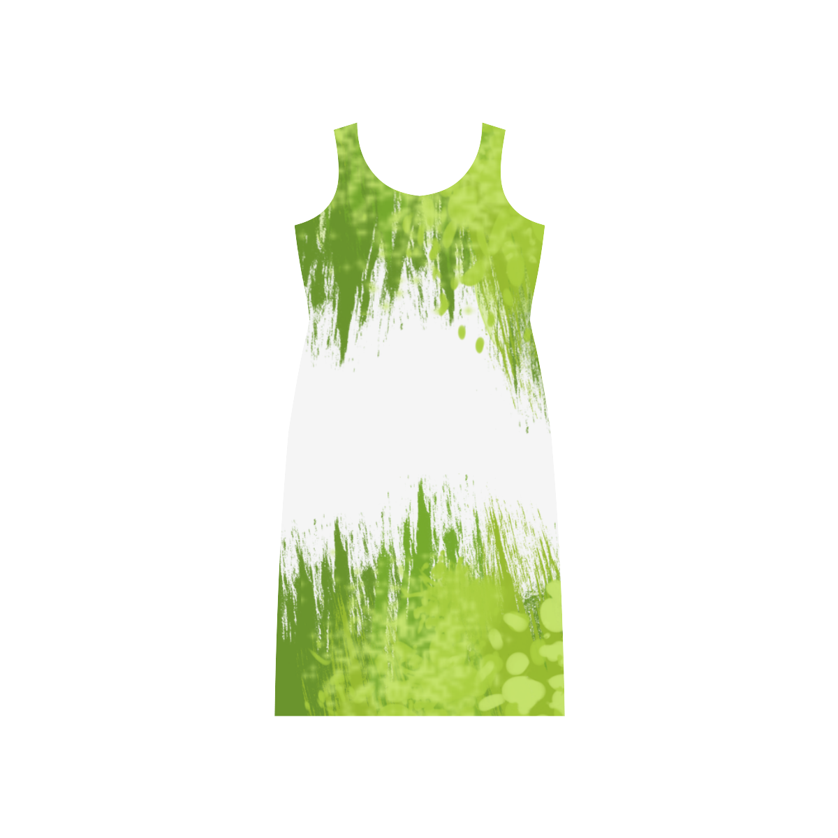 Green Splash Painting Phaedra Sleeveless Open Fork Long Dress (Model D08)