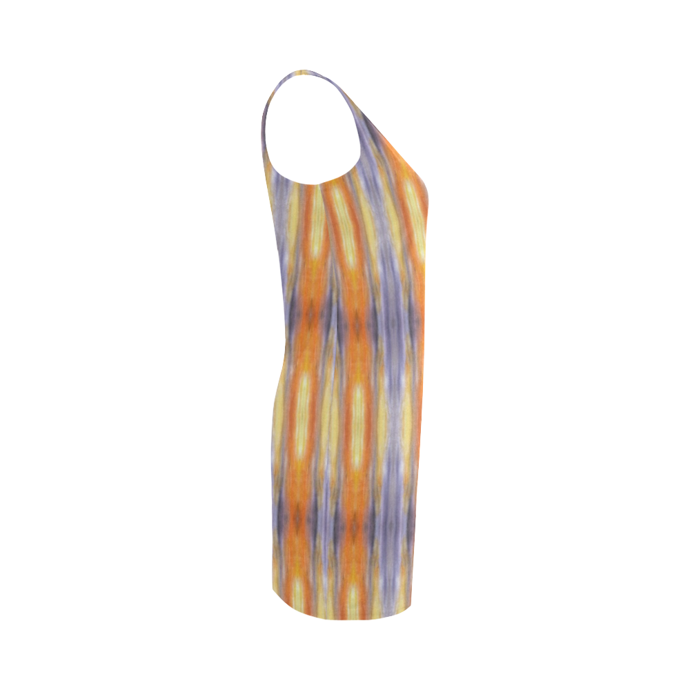 Gray Orange Stripes Pattern Medea Vest Dress (Model D06)