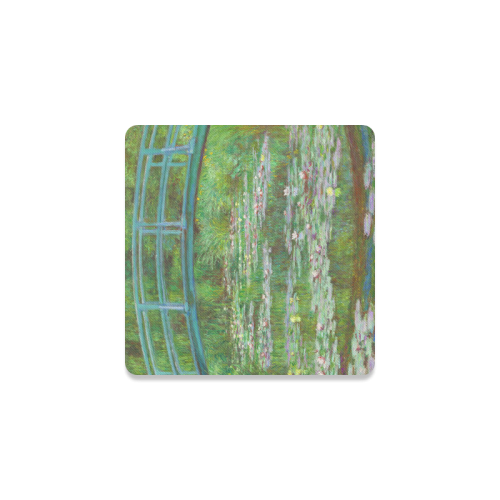 Monet Japanese Bridge Water Lily Pond Square Coaster