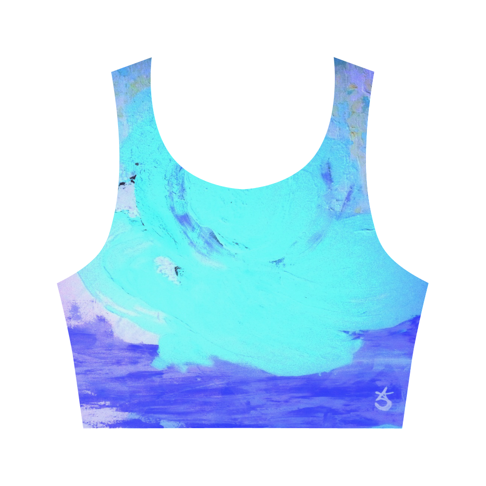 Abstract in Nature ICE BLUE Women's Crop Top (Model T42)