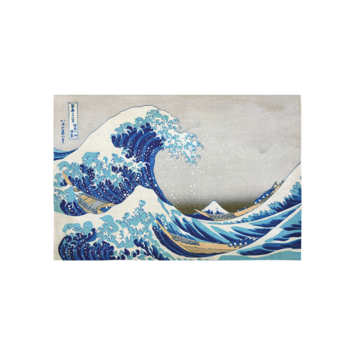 Great Wave Off Kanagawa Hokusai Cotton Linen Wall Tapestry 60"x 40"