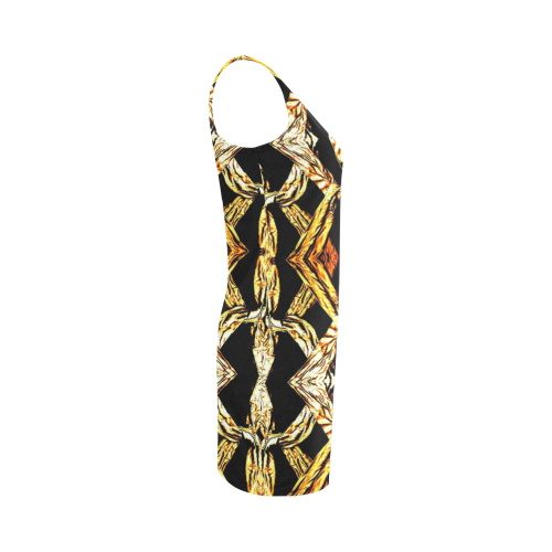 Elegant Oriental Pattern Black Gold Medea Vest Dress (Model D06)