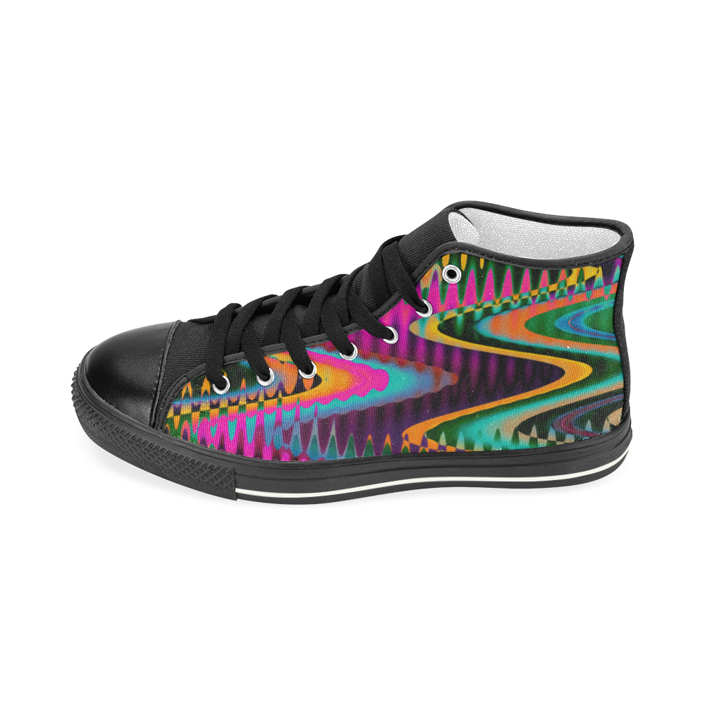 WAVES DISTORTION chevrons multicolored Women's Classic High Top Canvas Shoes (Model 017)