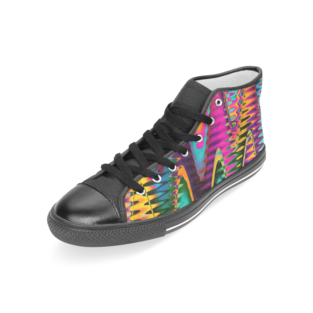 WAVES DISTORTION chevrons multicolored Women's Classic High Top Canvas Shoes (Model 017)