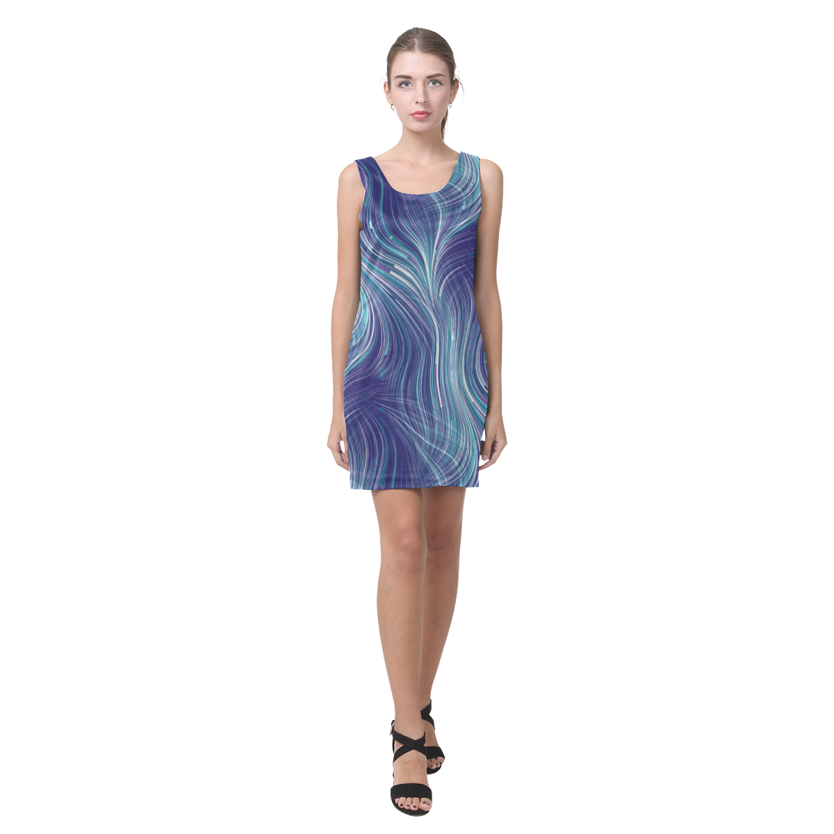 Flowing Blue Helen Sleeveless Dress (Model D10) | ID: D644608