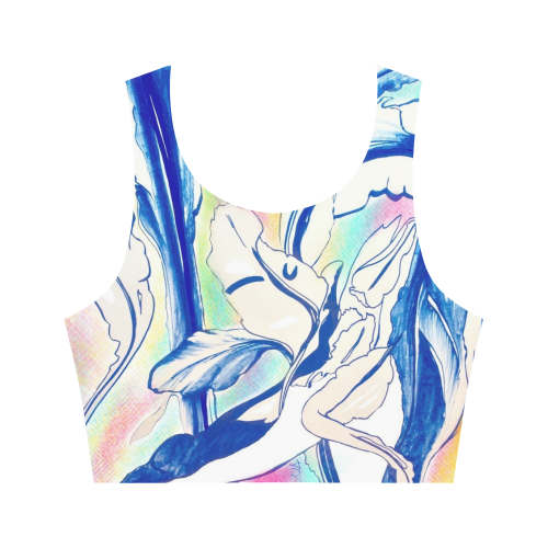 Blue Succulent Colorful Women's Crop Top (Model T42)