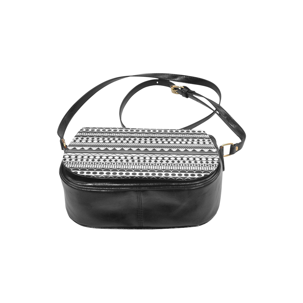 Black and White Funky Stripes by ArtformDesigns Classic Saddle Bag/Small (Model 1648)
