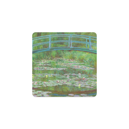 Monet Japanese Bridge Water Lily Pond Square Coaster