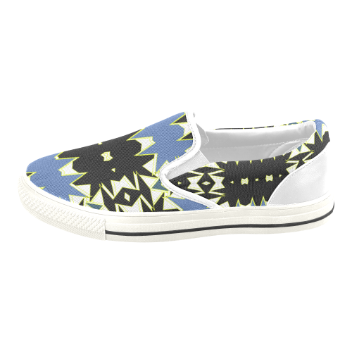 Black and blue Men's Unusual Slip-on Canvas Shoes (Model 019)