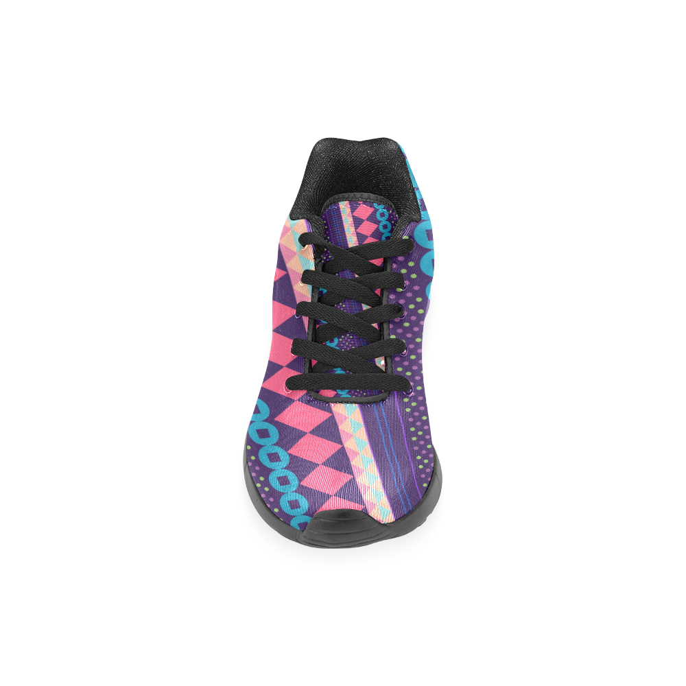 Purple and Pink Retro Geometric Pattern Women’s Running Shoes (Model 020)