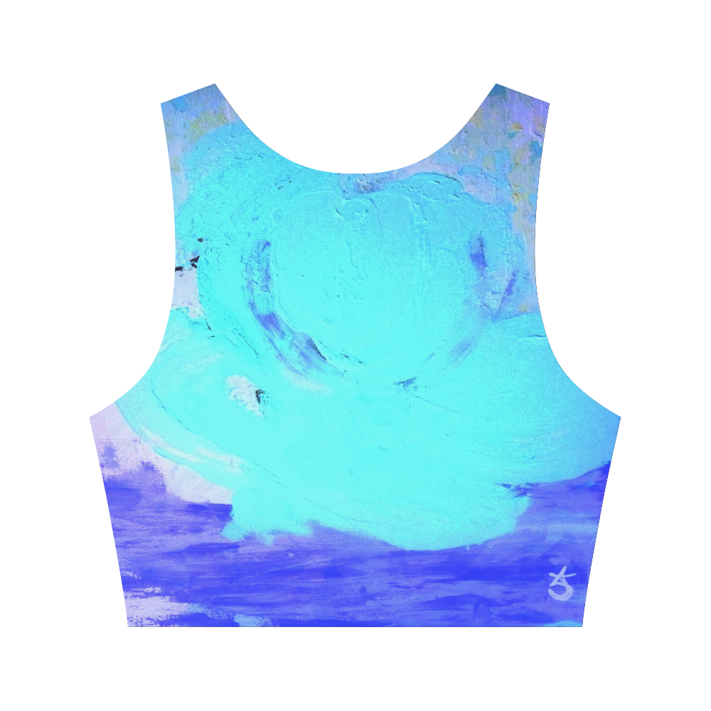 Abstract in Nature ICE BLUE Women's Crop Top (Model T42)