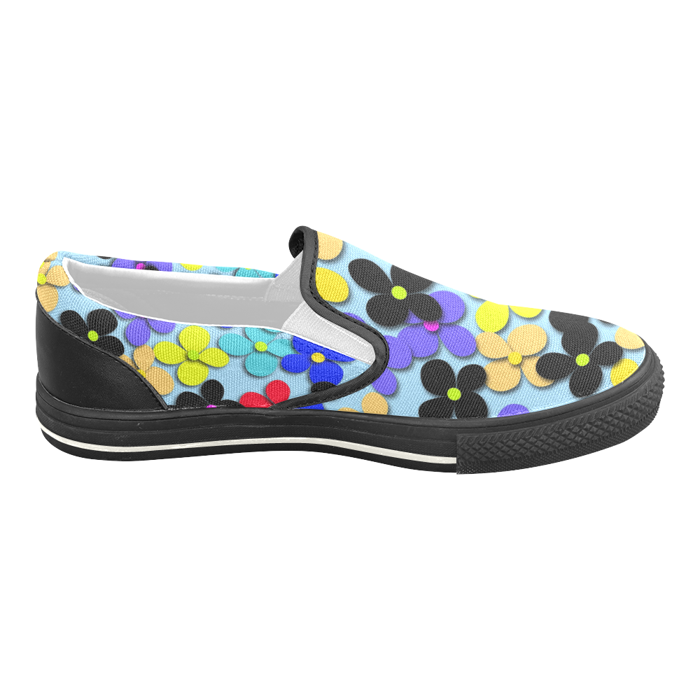 Hippie Trippy Love Peace Flowers Women's Unusual Slip-on Canvas Shoes (Model 019)