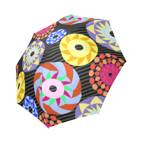 Colorful Retro Circular Pattern Foldable Umbrella (Model U01)