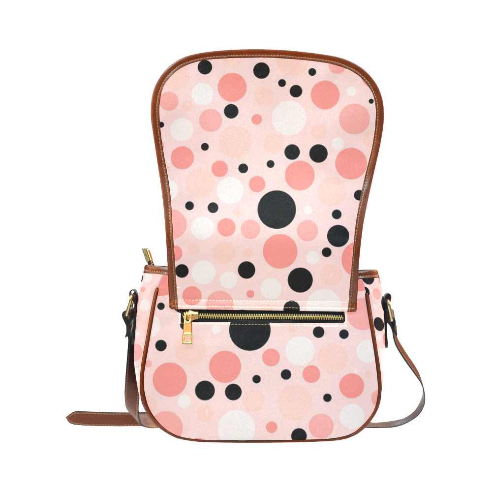 Vintage Pink Polka Dot Saddle Bag/Small (Model 1649) Full Customization