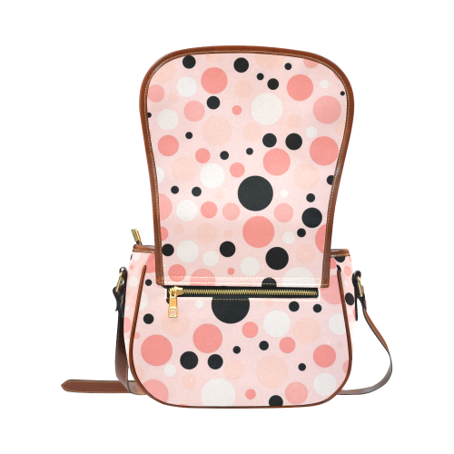 Vintage Pink Polka Dot Saddle Bag/Small (Model 1649) Full Customization
