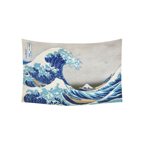 Great Wave Off Kanagawa Hokusai Cotton Linen Wall Tapestry 60"x 40"