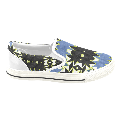 Black and blue Men's Unusual Slip-on Canvas Shoes (Model 019)