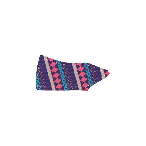 Purple and Pink Retro Geometric Pattern Women's Slip-on Canvas Shoes (Model 019)