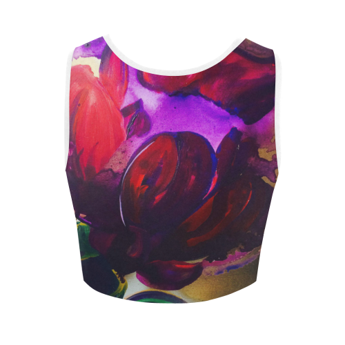 Purple Poppies Flowers Women's Crop Top (Model T42)