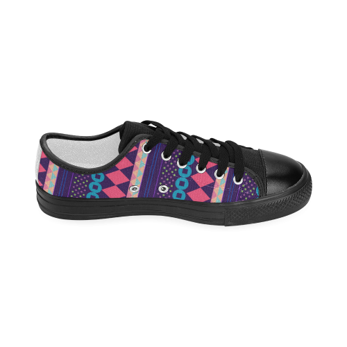 Purple and Pink Retro Geometric Pattern Women's Classic Canvas Shoes (Model 018)