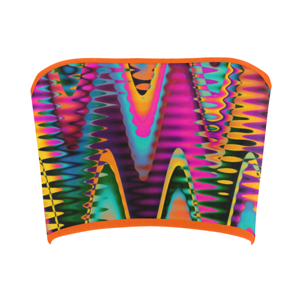 WAVES DISTORTION chevrons multicolored Bandeau Top