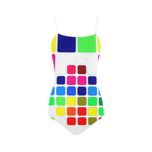 ABSTRACT FRAGMENTS-3 Strap Swimsuit ( Model S05)